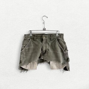 Carhartt Cut Off Mini Skirt in Khaki Green